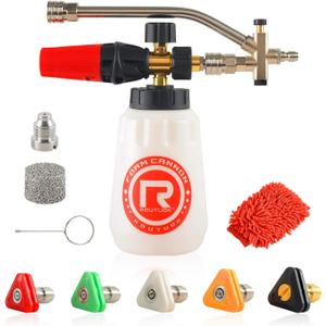 Rdutuok Pressure Washer Foam Cannon with Dual-Connector Double Tip Attachment Dual Lance Pressure Washer Wand for Soap Cannon 5 Power Washer Sprayer Nozzle Tips M22 and 1/4" Quick Connect 3600PSI