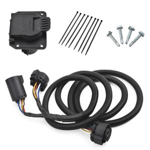 MITZONE 7-Foot 7-Pin Vehicle-Trailer Wiring Plug Harness Extension Compatible with Chevy/Dodge/Ford/GMC/Nissan/Toyota/Ram for Fifth-Wheel and gooseneck Trailers [Truck Bed Extension] 56070