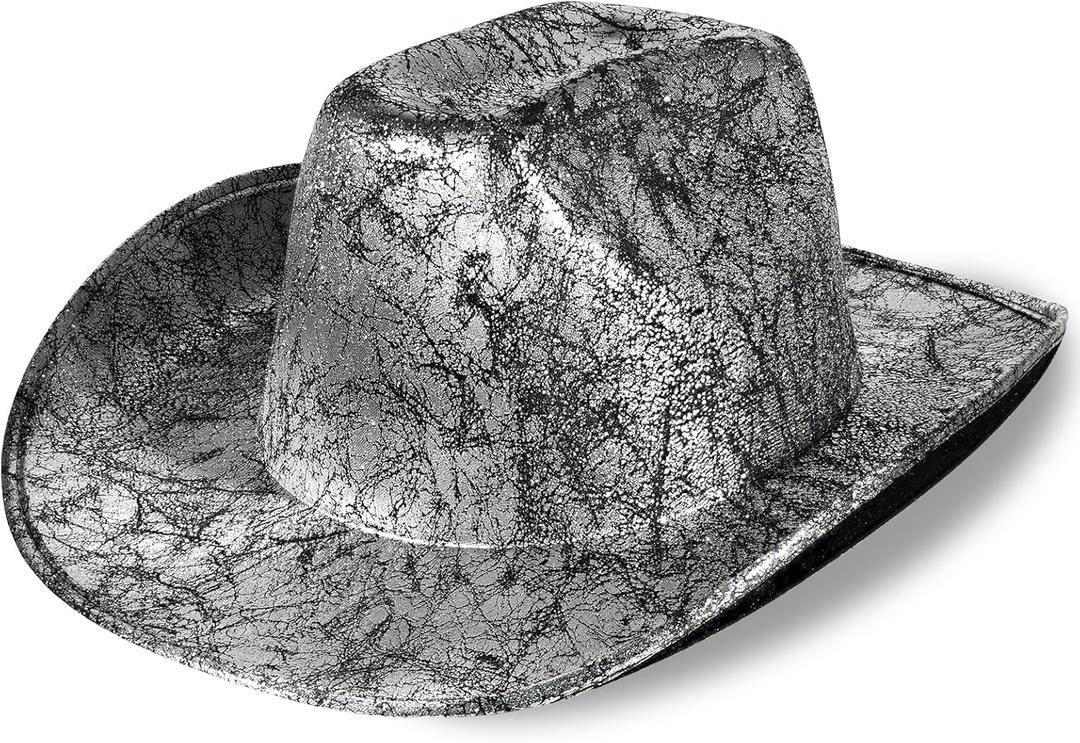 Silver Cowboy Hat Cowgirl Hat Costume Funny Hats Cosplay for Party (Silver)