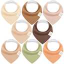 KeaBabies 8-Pack Bandana Bibs for Baby Girls, Boys - Organic Cotton Baby Bibs for Drooling & Teething Newborn, Toddler, Infant 0-36 months, Extra Soft, Absorbent Cloth with Snaps (Driftwood/Quin)