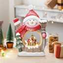 Snowman Christmas Decorations Classic Resin Snowman Figurines with LED Lights, Ideal Indoor Decorations for Home That Can be Used for Christmas Table Decor