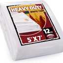 12 Mil Heavy Duty White Tarps 5' X 7', Extra Thick,Durable,Waterproof, UV Resistant, Weatherproof Poly Tarp,with Metal Grommets and Reinforced Edge (Finished Size)-by Raindeway