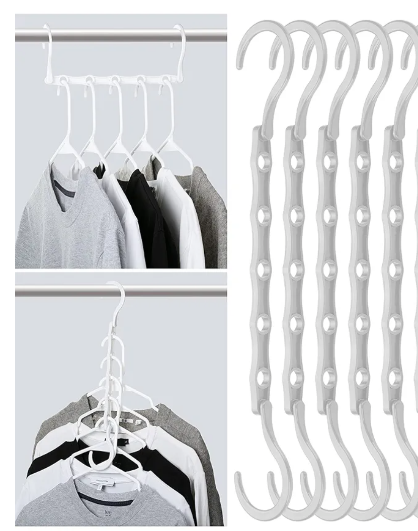 Mr. Pen Space Saving Hangers - 5 Pack White Space Saver Shirt Hangers, Clothes Organizer