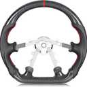 Hydro-Dip Carbon Fiber Steering Wheel for Corvette C5 19972004, D-Shaped Flat-Bottom Design with Black Perforated Leather Grip, Hand-Stitched Racing Steering Wheel for C5 Base/Z06