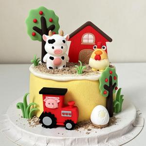 JeVenis Farm Birthday Decorations Cow Pig Chicken Cake Farm Animal Cupcake Toppers