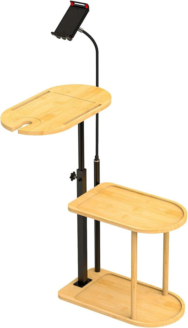 Linkidea Wooden Bathtub Tray with Tablet Holder, 3 Layers Multifunctional Bath Caddy for Space Save, Adjustable Bathroom Accessories Suitable for Phone, Toiletries Organize