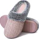 Shoeslocker Women's Memory Foam Fuzzy Slippers Knit house shoe for Women Comfy Wool-Like Lined Slippers Indoor Outdoor 9