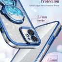 Loheckle for iPhone 12 Case - Women Girls Cute Glitter with Camera Lens Protector Cover Astronaut Liquid Girly Sparkle Sparkly Aesthetic Bling Shiny Design Phone Case for iPhone 12 6.1'', Blue