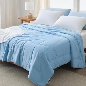 Bedsure Cooling Comforter King Size - GentleSoft Moisture Wicking Cooling Blanket for Hot Sleepers, Breathable Lightweight Duvet Insert, Dual-Sided Summer Blanket, Blue,102x90 Inches