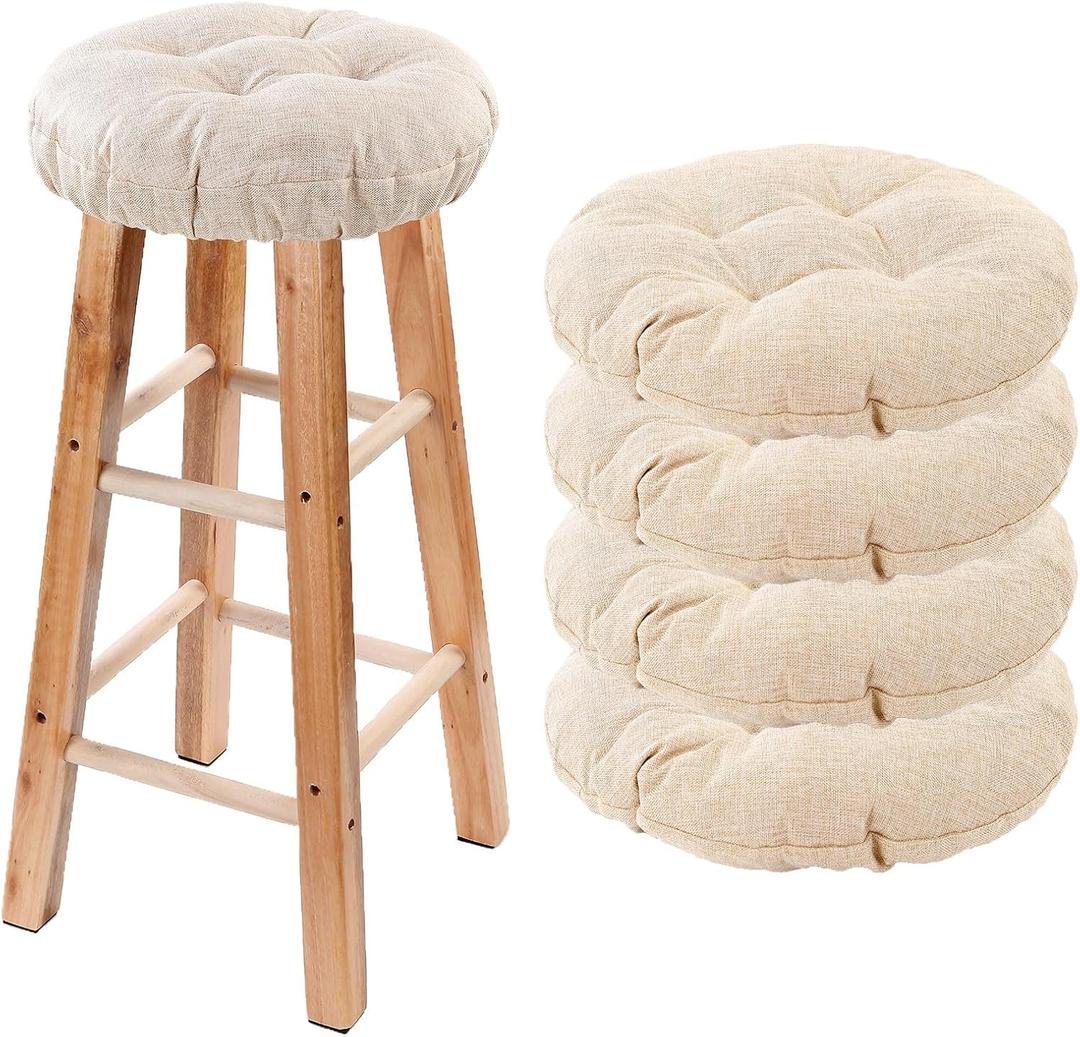 Bar Stool Covers Set of 4, Stool Covers Round with Elastic Band Pad, Soft Stool Seat Covers, Nonslip and Washable, 12 Inch, Beige