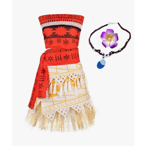 Tropical Island Princess Costume for Women, Hawaiian Adventure Dress with Necklace for Halloween Cosplay, M