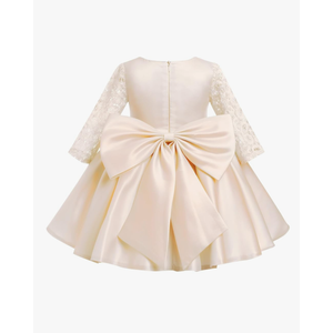 IDOPIP Flower Girl Satin Bowknot Lace Tutu Dress for Kids Baby Princess First Communion Wedding Birthday Party Pageant Gowns 100