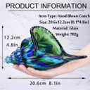 QFkris 8" Glass Conch Figurines, Hand Blown Seashell Art Glass Sculpture, Beautiful Home Decor, Crystal Paperweight