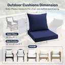 UNIKOME Outdoor Seat Cushions 22 X 22 Inch - Water-Resistant & Fade Resistant, Removable Cover Patio Furniture Cushions for Chair, Sofa, Couch, Wicker, Navy