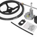 VEVOR Boat Steering System Kit, 12' Outboard Boat Steering Control Cable, 13.5" Steering Wheel, 3/ 4" Tapered Shaft, Alloy Marine Steering System, for Yachts, for Yachts, Fishing Boats, and Others