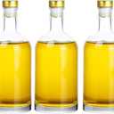 Clear Glass Bottles 33 oz (1000 ml) 3 - Pack for Wine Beverages Drinks Oil Vinegar Kombucha Beer Water Soda with Cork Stopper Airtight Lid
