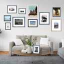 8x10 Hanging Picture Frames,Solid Wood,Not Glass,Display Pictures 4x6,5x7 with Mat or 8x10 Without Mat,Stable Sturdy Picture Frame Set for Wall Mounting or Tabletop (Blue,8x10,Set of 4)