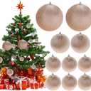 ZningEsxi 10pcs Velvet Christmas Ornaments Ball Mixed Size Handmade Fabric Xmas Hanging Balls DIY Christmas Tree Wedding Birthday Party Decor - Champagne