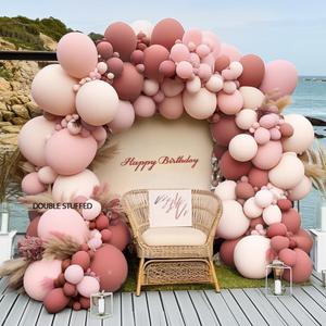Dusty Pink Balloon Arch Kit, Double Stuffed Dusty Rose Muave Light Pink Cream Balloons Blush Nude Balloon Garland for Boho Baby Shower Bridal Shower Birthday Valentine Mother's Day Party Decorations