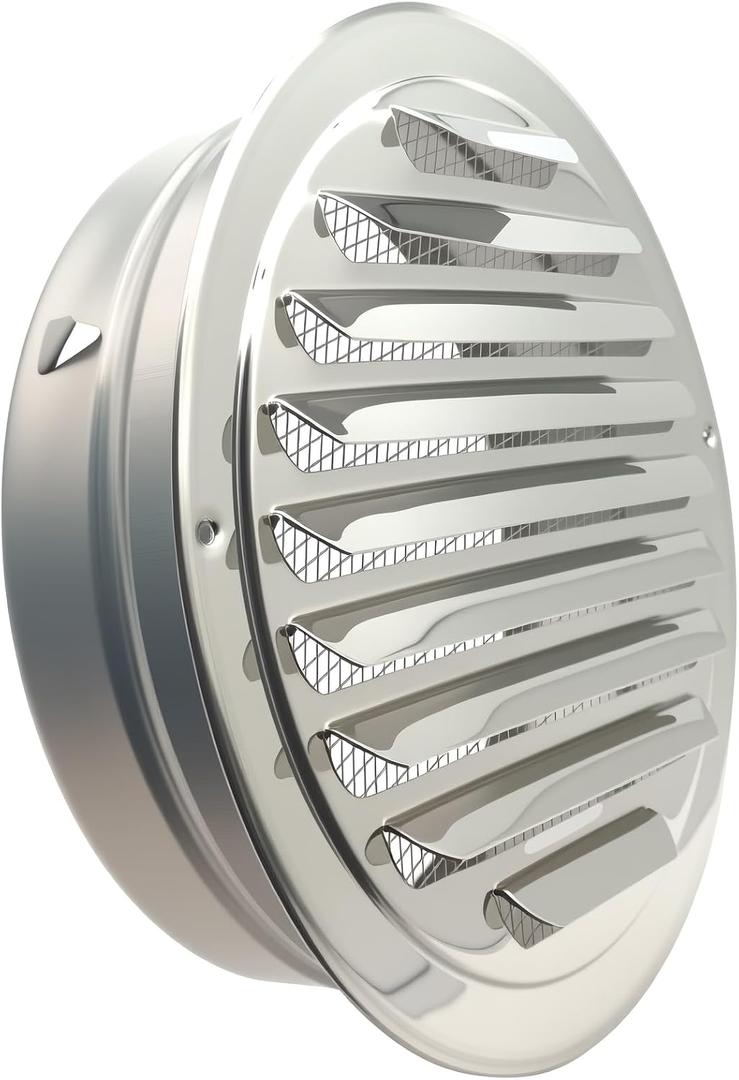 8 Inch Round Air Vent Stainless steel Louver Grille Cover White Soffit Vent with Built-in Screen Mesh for Kitchen/Bathroom/Study-Room/Office Ventilation [FDXGYH]
