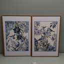 Aurlan Vintage Blue Birds and Botanical Framed Wall Art(16"x24"), 2PCS Classic Chinoiserie Audubon Bird Canvas Artwork, Large Abstract Watercolor Flowers Floral Home Decor for Bedroom Living Room