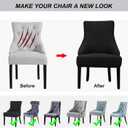 Lellen Velvet Stretch Wingback Chair Cover Slipcover - Reusable Protector Cover for Dining Room Banquet Home Decor etc Machine Washable Hand Washable (01 T-Shaped Twill Black, 4PC)