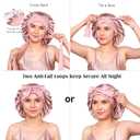 YFONG 100% 22 Momme Mulberry Silk Bonnet for Sleeping Women, Larger Double Layer Silk Hair Wrap for Curly Short Long Hair, Non-Slip Sleep Cap Turban with Elastic Tie Band for Hair Care, Pink