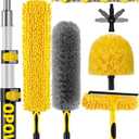 20 Foot High Ceiling Duster Kits with 5-12ft Heavy Duty Extension Pole, High Reach Duster for Cleaning,Microfiber Feather Duster,Cobweb Duster,Ceiling Fan Duster,Window Squeegee & Cleaner