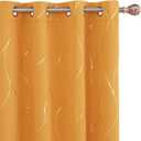 Deconovo Silver or Gold Wave Print Blackout Curtains - Thermal Insulated & NoiseReducing Grommet Drapes for Bedroom & Living RoomOrange/Line52W x 54L2 Panels