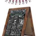 Rustic Whitewash Double Sided Chalkboard, 7.5"*8.6" Tabletop Stand, Small Countertop Chalkboard Easel with 8Pcs Liquid Chalk for Menu, Kitchen, Restaurants, Bar, Wedding and Home Decor (Torched Brown)