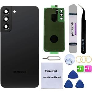Rear Back Glass Replacement for Samsung Galaxy S22 Plus 6.6 inches 5G with Reparing Toolkit and Pre-Installed Adhesive (Phantom Black)