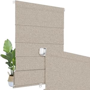 No Drill Roman Shades Cordless Blinds Blackout for Indoor Windows, Room Darkening Black Out Tension Rod No Hardware No Tools Inside Mount,Shade Size 31.5Inch Wide 50Inch High, Light Grey