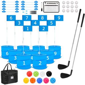 Golf Game with 2 Clubs Right Handed,Practice Golf with 9 Buckets, Outdoor Golf Gift and Adults,Holes Golf Outdoor Game for Lawn,Yard,Camping,Park