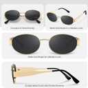Retro Oval Sunglasses for Women - Trendy Polarized Sun Glasses UV400 Protection Shades Fashion Metal Frame (A4 Gold/Grey Lens & Silver/Grey Lens)