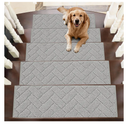 BEQHAUSE Edging Stair Treads for Wooden Steps 9" x 28", Non Slip Carpet Stair Treads Indoor Stair Runners, Soft Stair Rugs, Machine Washable, 100% Polyester, TPE Backing, 15pcs, Grey