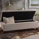 Storage Ottoman Bench, Large Ottoman Bench for Bedroom End of Bed,Living Room, Entryway, Hallway, Foot Rest Stool with Storage, Wheat (19.25"D x 50.5"W x 15.75"H)