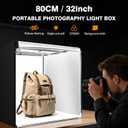 Photo Studio Light Box Photography 32"x32" with 100 LED and 4 Colors Backdrops Photo Box with Lights, Foldable Picture Box for Product Photography with 6500K Brightness