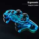 Burcica Wireless Controller for PS-2 Play 2 Double Vibration 2 - Clear/Green and Clear/Purple