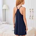 Ekouaer Sleeveless Nightgowns for Women Racerback Night Gowns Ribbed Knit Sleep Shirt Sexy V Neck Spaghetti Strap Dress (L)