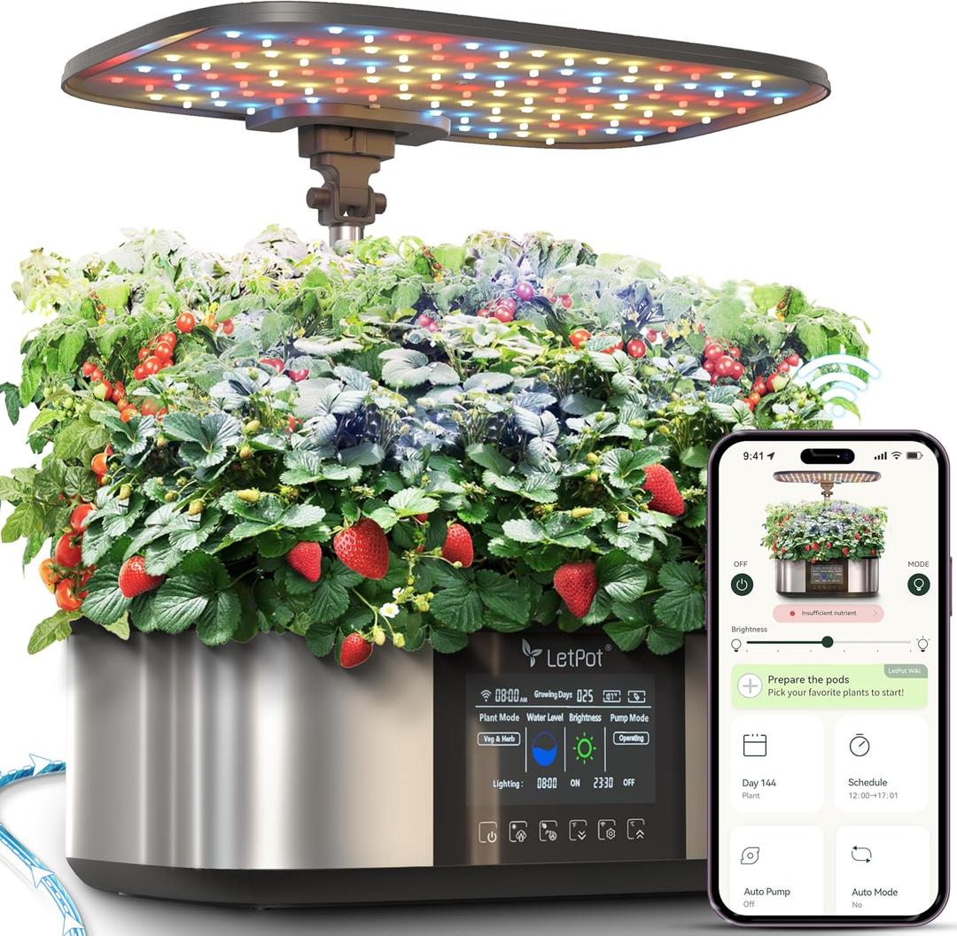 LetPot LPH-Max Hydroponics Growing System Kit, 21 Pods APP & WiFi Automatic Controlled Smart Indoor Garden with 36W LED Grow Light, Auto Drip Irrigation Kits, Self-Managed Nurturing & Watering