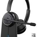 Wireless Headset with Mic for Clear Work Calls, Bluetooth 5.2 Headset with Noise Cancelling Microphone & Mute Button, 40H Talk Time for Zoom Teams, Home Office, PC Mac Laptop Phone (Glossy Black)