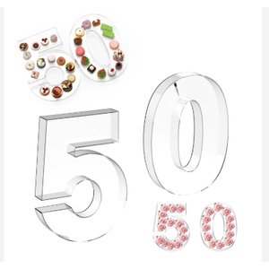 Fly2Top Acrylic Number Charcuterie Board Box: Clear Reusable Number Box Display Tray Candy Dish Decorations (50)