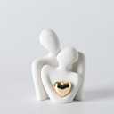 Hugging Couple Statue Ceramic Lover Figurine Home Decor is a Romantic Gift for Her on Wedding Anniversary and Valentines, TV Stand Decoration Knick Knacks for Shelves (M) (M-4.7in)