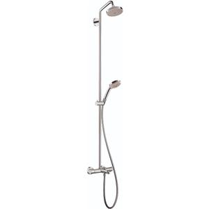 hansgrohe Croma Sliding Height Adjust Air Infusion, Rain AirPower Spray, QuickClean Showerpipe Shower Set in Chrome, 27143001 Large