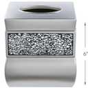 Creative Scents Crackled Glass Silver Tissue Box Cover Square - Decorative Tissue Box Holder - Tissue Holder Vessel for Bathroom with Durable Bottom Slider, Elegant Home or Bathroom Decor