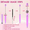 Resurhang 30 Pcs Plastic Beadable Pens 2 in 1 Stylus Bead Pens bulk with 30 Pcs Black Ink Refills for Rubber Touch Screen Handwriting DIY Making ballpoint Gifts Office School Supplies(Stylus)