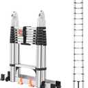 Telescoping Ladder A Frame 16.5 FT, Extension Ladder with Balance Bar and Wheels, Collapsible Telescopic Foldable Ladder for Home Outdoor
