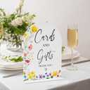 Floral Cards and Gifts Sign, 8 x 11 Inch White Arch Acrylic Wedding Sign with Holder, Wedding Sign for Ceremony and Reception, Wedding Decoration, Wedding Supplies - H01