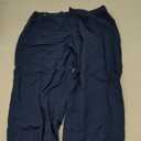 Beotyshow Mens Linen Pants Casual Elastic Waist Trousers Summer Beach Lightweight Pants (X-Large, Navy Blue)