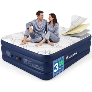 Queen Size Air Mattress with Built-in Pump, 20" Raised Inflatable Mattress